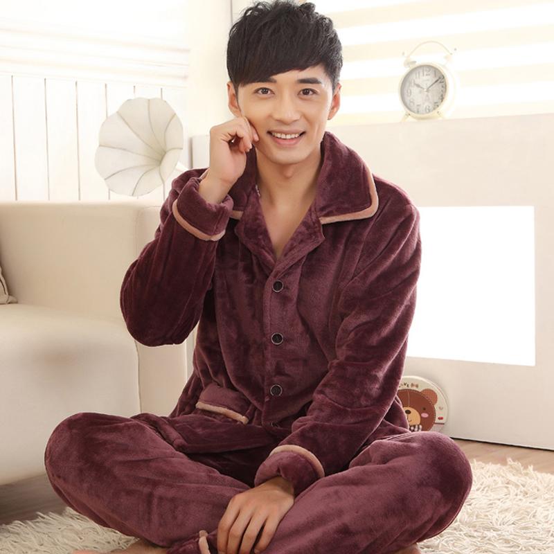 パジャマ ルームウェア メンズ 秋冬 大きめサイズ 長袖 シンプル もこもこ 起毛 厚手 暖かい フランネル スーツ