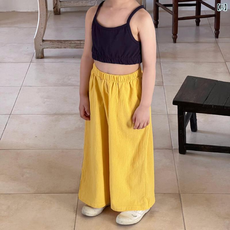 パンツ キッズ カジュアル 動きやすい 子供 男の子 女の子 防蚊 夏用 薄手 綿 ベビー ワイド レッグ ウエスタンスタイル ストレート