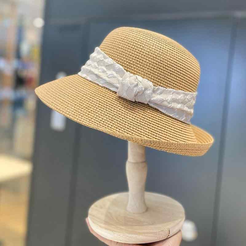 帽子 カジュアル 夏 フランス レトロ ストラップ 麦わら帽子 夏 海辺 休暇中 レディース 日焼け防止 日よけ バケットハット