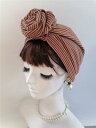 レディース おしゃれ帽子 ターバン 早春 初秋 コーヒー ストライプ ストレッチ 帽子 ロシア帽子 スカーフ帽子 花 つぼみ レディース 帽子