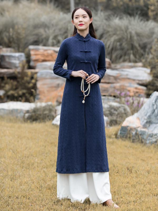 ジャケット レディース 秋 春 ニット チャイナ服 アオザイ 中華風 レトロ 女性 ディスク ボタン 中国 唐装 文学 カーディガン チャイナ 女性 ミドル丈