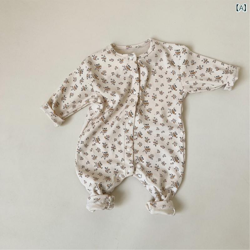 ロンパース かわいい 春 新 韓国 幼児 ワンピース 服 花 綿 男性 女性 ベビー 長袖 ハーネス