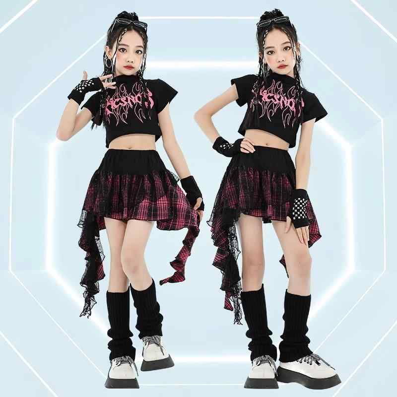 キッズ 子供 ダンス 衣装 セット 半袖 お腹見せ フリルスカート ヒップホップ スト...