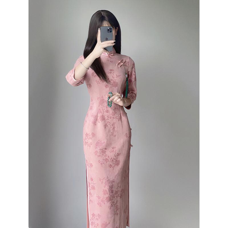 ドレス 秋 冬 チャイナ 美しい 撮影 衣装 ピンク 中華風 チャイナ 女性 若々しい レトロ デイリー ハイエンド
