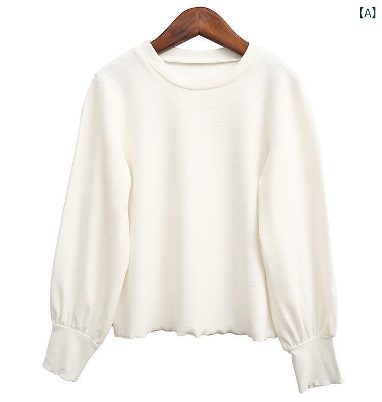 シャツ トップス 女の子 目 閉じて ガールズ 長袖 Tシャツ ベルベット レイヤリング ランタン 袖 綿 中..