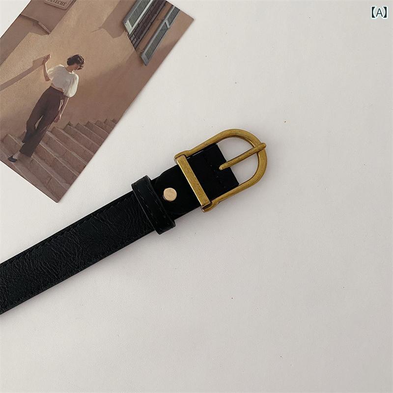 メンズ 夏 ジーンズ ベルト 女性 レトロ ins 黒 男性 装飾