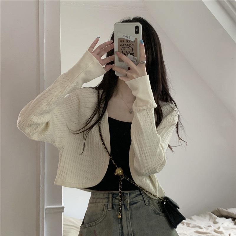 スカート レディース 秋 長袖 服 ストライプ トップス サスペンダー ショール 日焼け防止 ブラウス ショート カーディガン 薄手