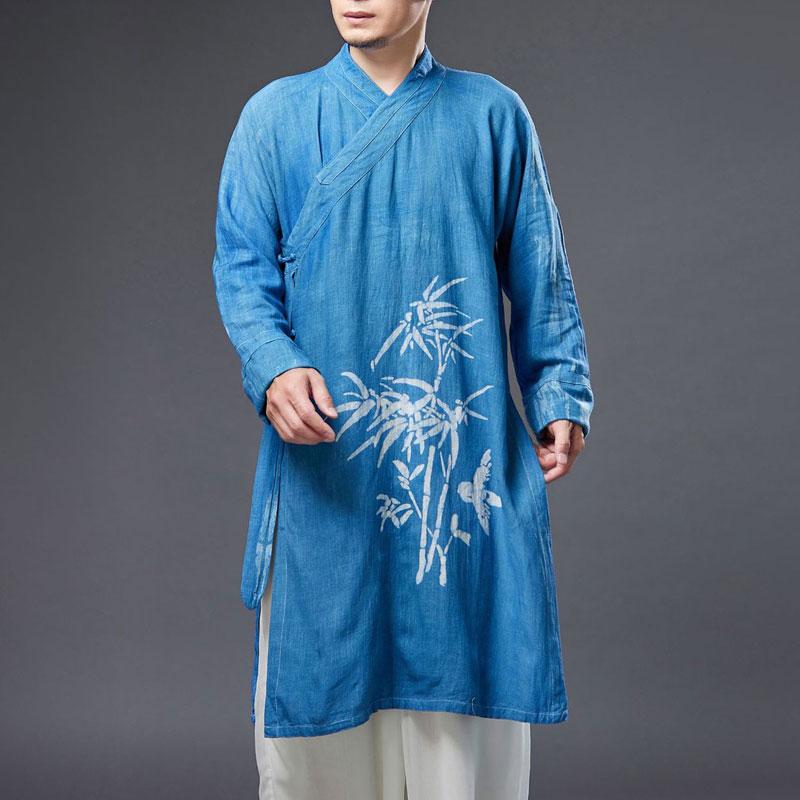 メンズ ファッション トップス マント ロング ローブ シャツ レトロ チャイナ風 唐装 メンズ 漢服 カジュアル 春