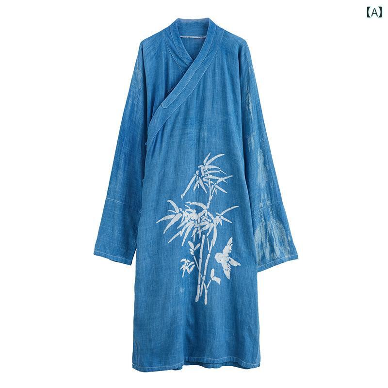 メンズ ファッション トップス マント ロング ローブ シャツ レトロ チャイナ風 唐装 メンズ 漢服 カジュアル 春