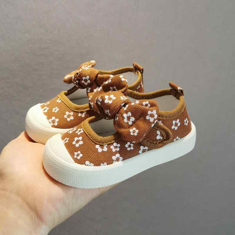 School Shoes - 春秋 ベビー シューズ 女の子 靴 リボン ベビー 幼児 靴 ソフト ソール 通気性 キャンバス