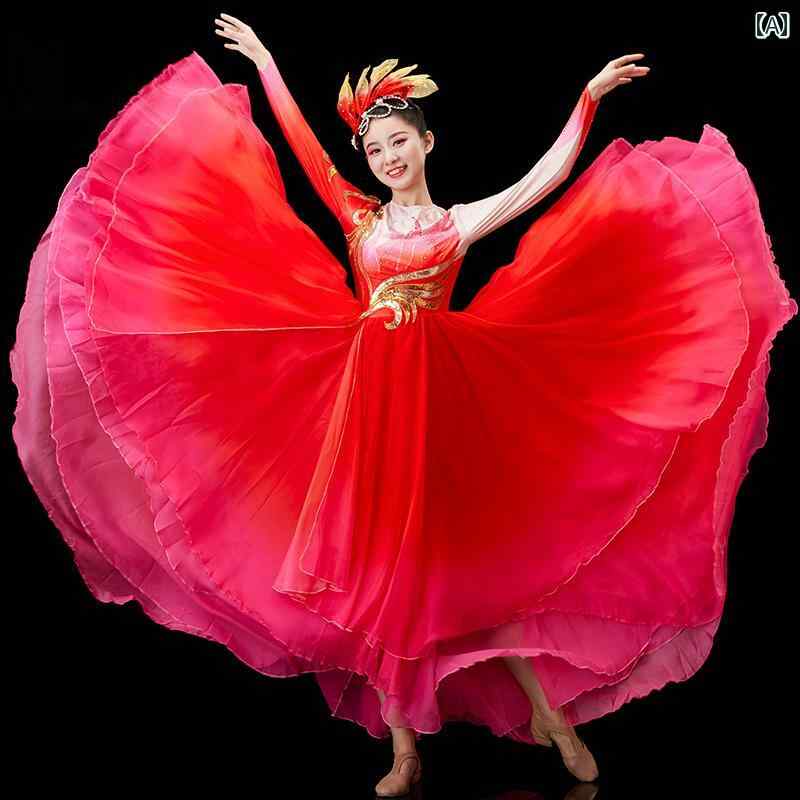 ダンス 衣装 レディース 民族 舞踊 芸術 歌 衣装 パフォーマンス オープニングダンス ポリエステル レディース スイングスカート ピーコック