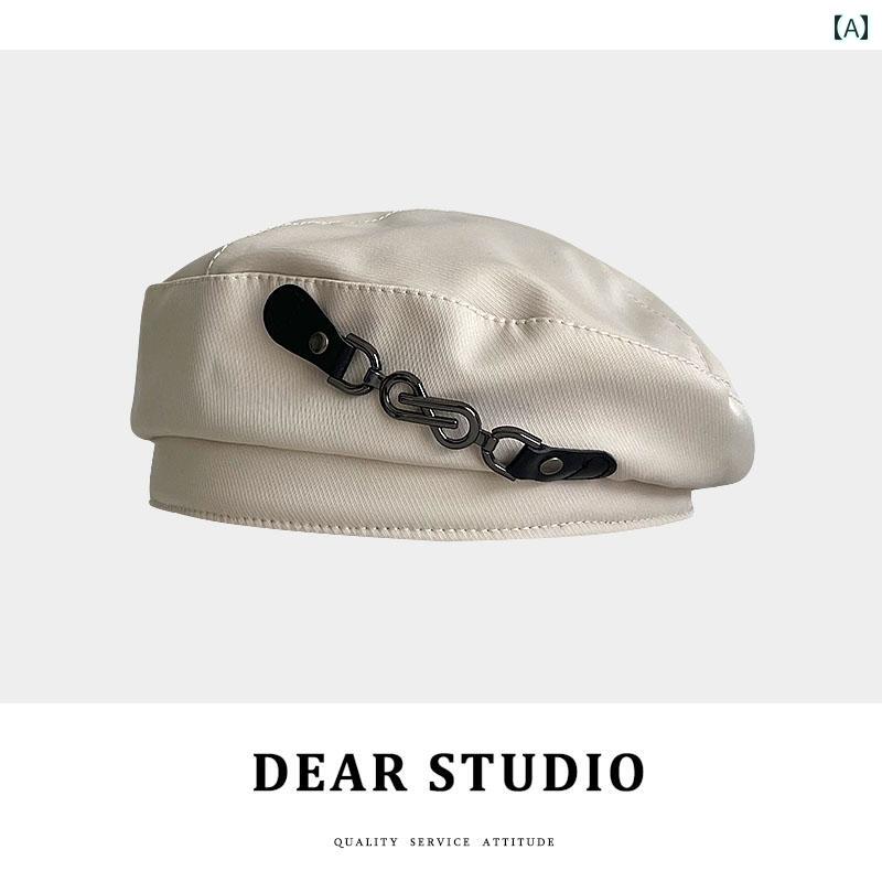 スイート クール 女の子 秋 レディース 韓国 メタル バックル ガール ベレー帽 おしゃれ 顔が小さく 英..