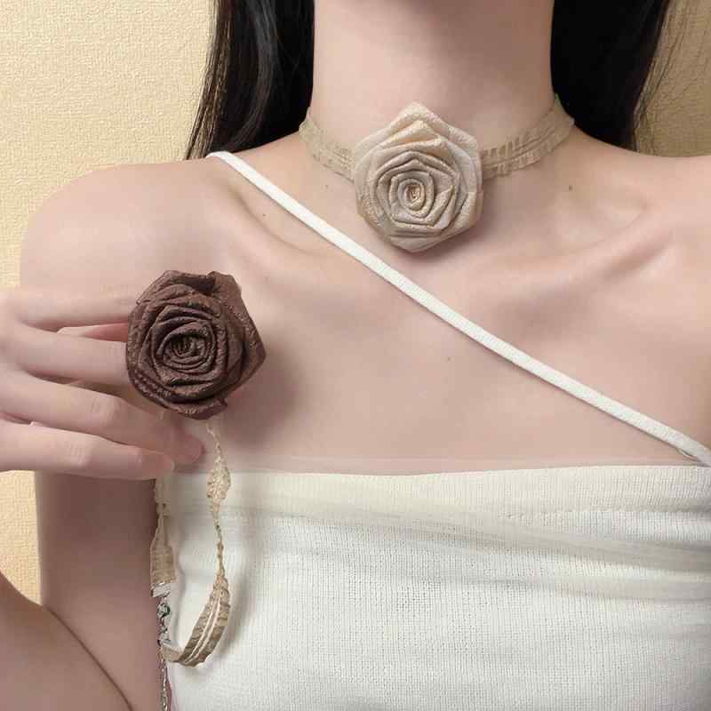 チョーカー ガーリー レディース ネックレス ローズ レディース レトロ 鎖骨 チェーン 首輪 アンティーク おしゃれ エレガント