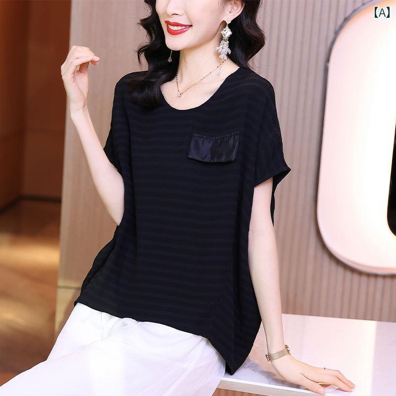 レディース Tシャツ ブラウス 夏 トップス 半袖 丈 プルオーバー 無地 ゆったり ウエスタン 外出着 オフィスカジュアル 飲み会 旅行 観光 散歩
