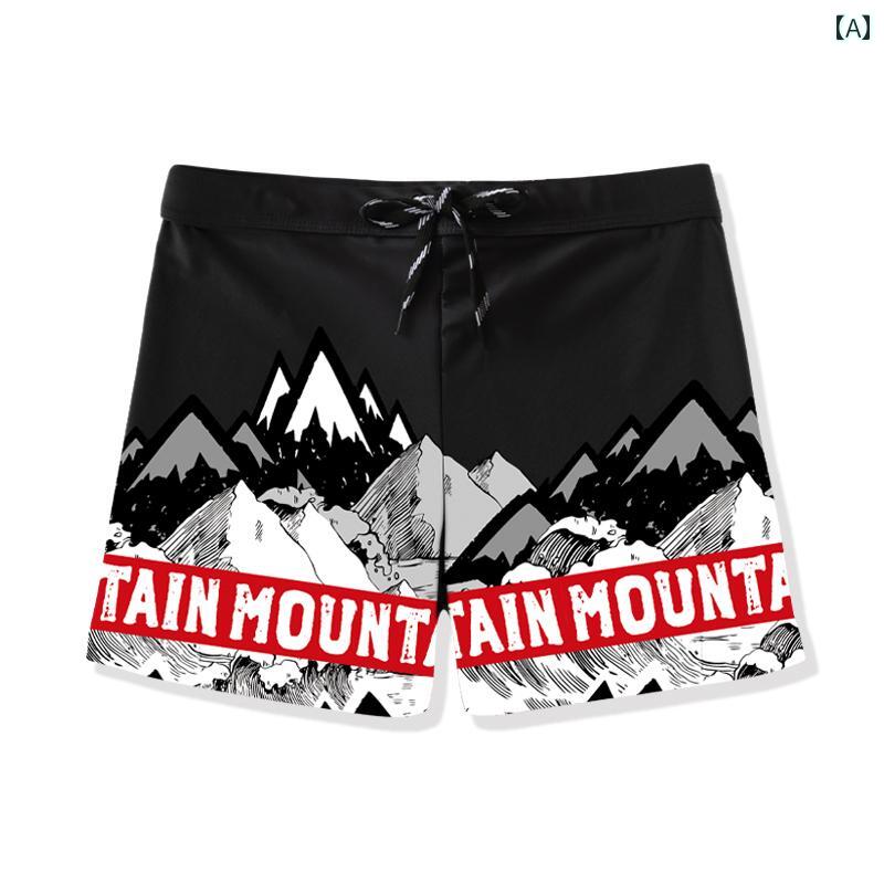 海パン メンズ ファッション 夏 夏 スパンデックス ポリエステル ボクサー ブリーフ ビーチ 水泳 速乾 ..