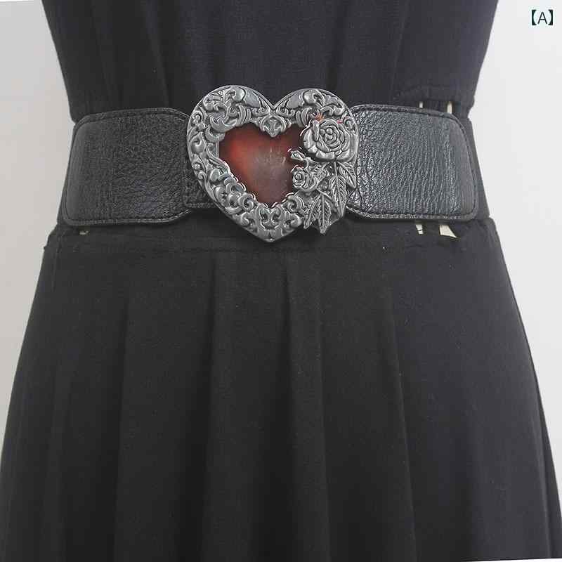ファッション ベルト パンク ロック ハート バックル レトロ ラブ ガール ゴシック ダーク ウエストゴ..