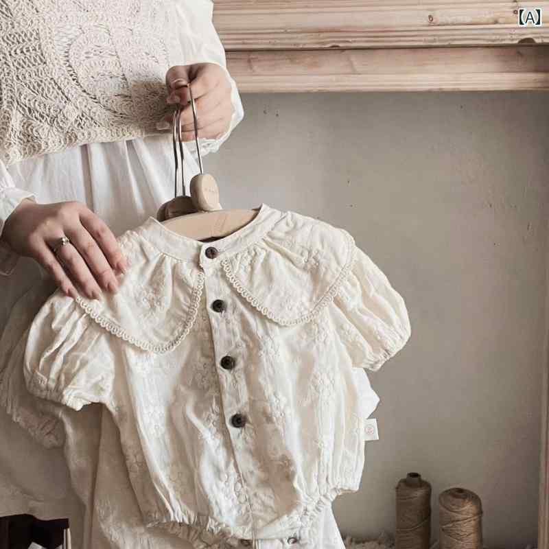 ロンパース ベビー 夏服 ジャンプ スーツ かわいい 赤ちゃん 幼児用 刺繍入り 大きい レース ローブ 女児 用 薄手 スタイル プリンセス