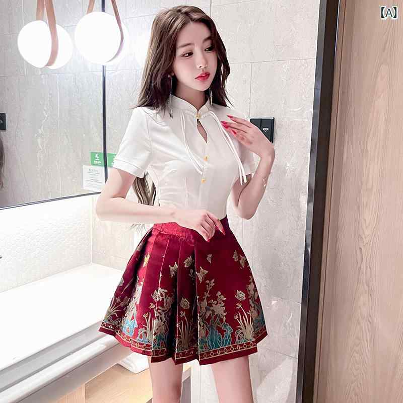レディース 半袖シャツ プリーツスカート セクシー かわいい 豪華感 きれいめ 韓国 パーティー ディナ..