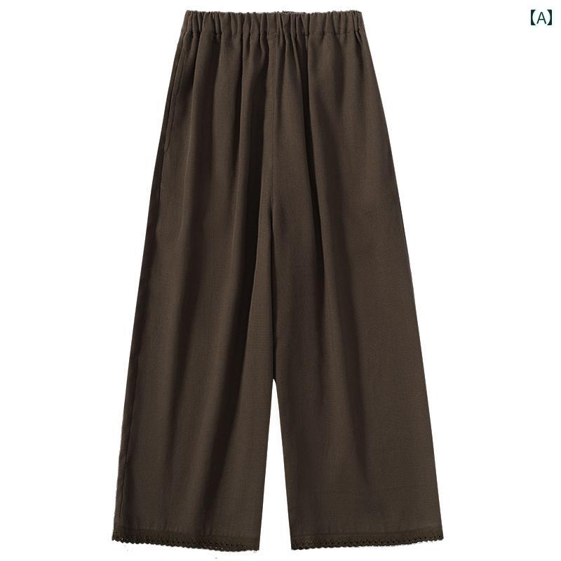 パンツ カジュアル 子供服 ボトムス ナチュラル 動きやすい キッズ ベビー クール レース ワイド レッグ 女の子 夏 クロップドパンツ
