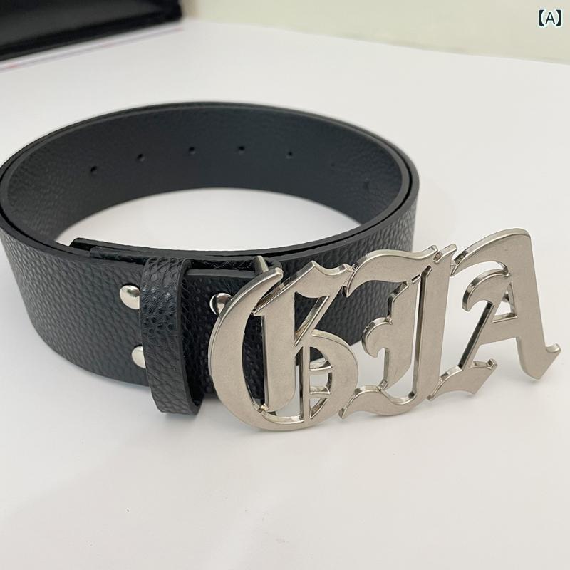 ベルト おしゃれ レディース アクセサリー レトロ パンク オールド 英字 メンズ アメリカ 女の子 メタル バックル ドレス ジーンズ 2