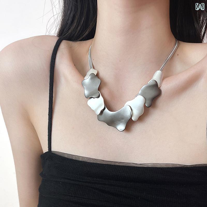 ネックレス レディース ガーリー Y2K サブカル チタン 多層 鎖骨 チェーン レディース アクセサリー シンプル カジュアル 個性