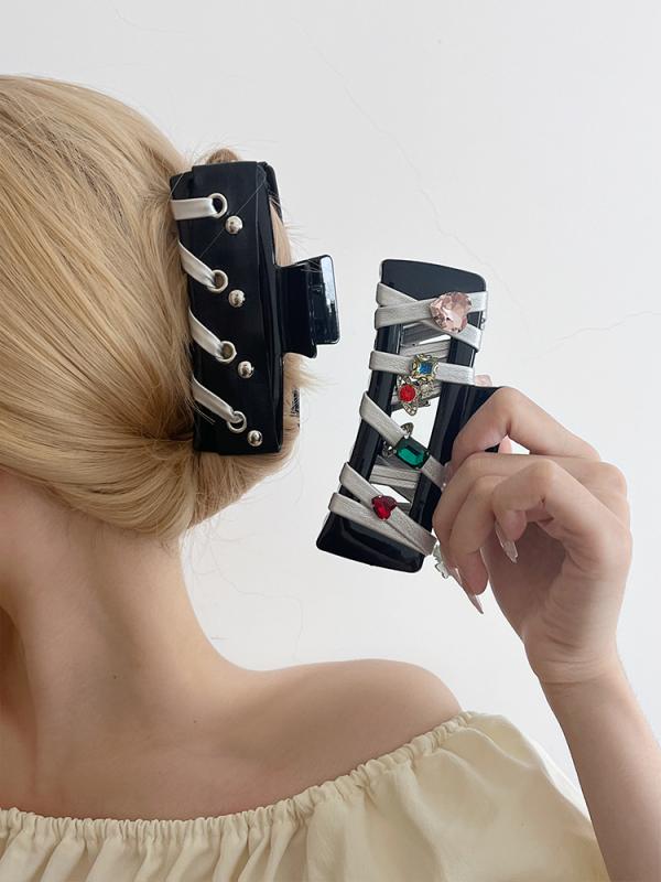 ヘアクリップ かわいい レディース ヘア アクセサリー 星 カラフル 個性 レトロ バレッタ 長方形 グリ..