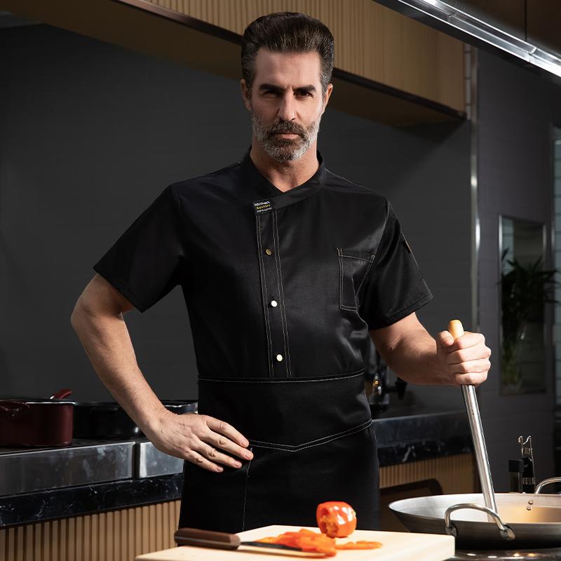 コック服 ホテルスタッフ ユニフォーム 厨房 制服 洋食屋 ケータリング シェフ 作業着 グレー メンズ 半袖 ホテル キッチン 洋食 レストラン 服 レディース 半袖 大きめサイズ