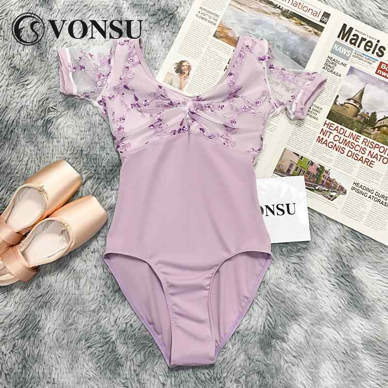 バレエ レオタード スポーツ ボディスーツ 体操服 ウェア レオタード 衣装 練習 ダンス ヨガ フィット..