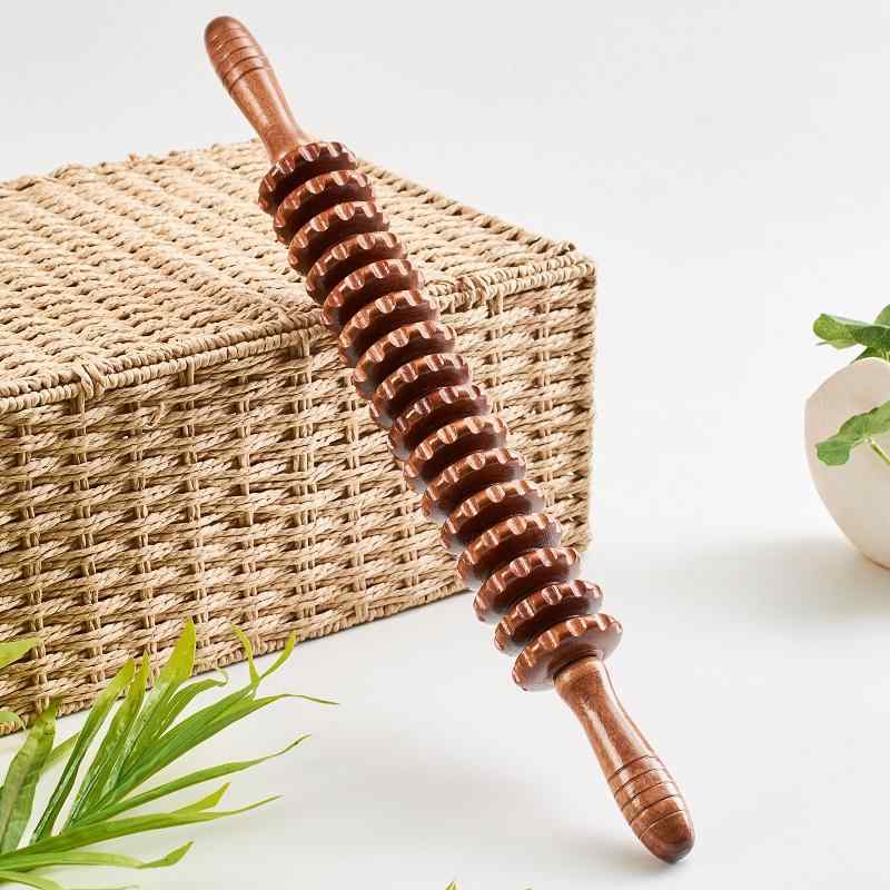 木 筋肉 リラクゼーション メイス マッサージ ローラー フィットネス 経絡 ヨガ スティック スリム 脚 ..