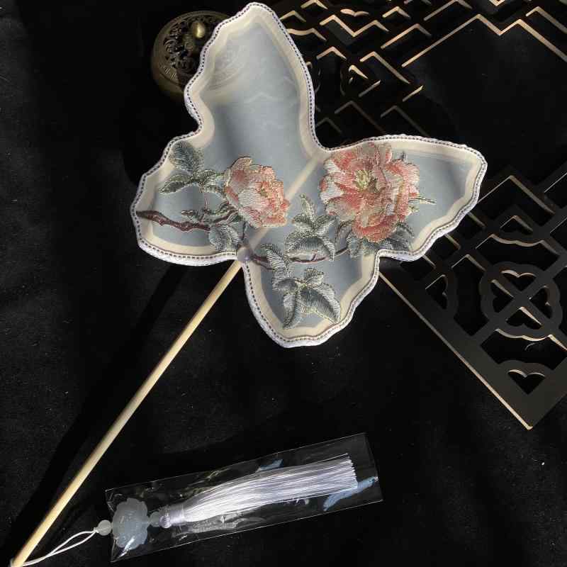 扇 うちわ ファン おしゃれ レトロ チャイナ風 レディース ダンス 刺繍 半透明 長柄 アクセサリー 小物..