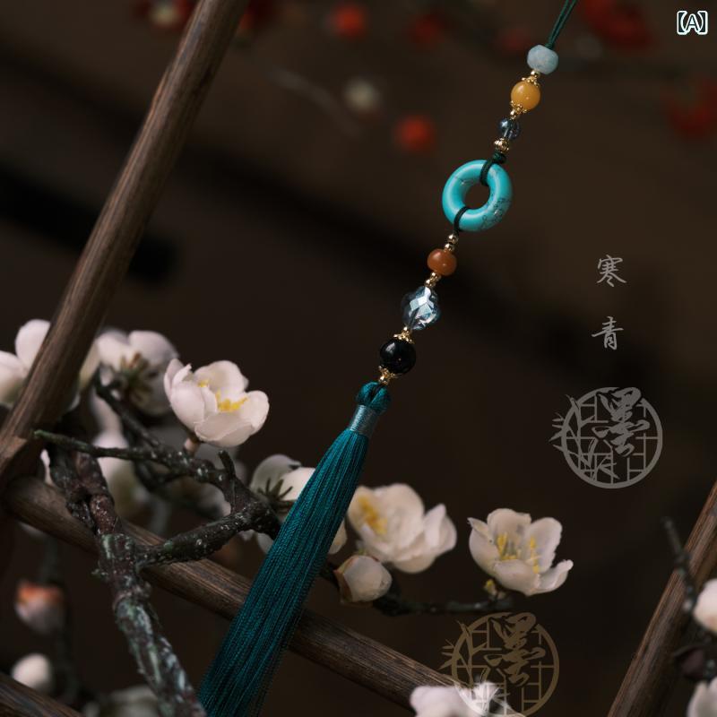 扇子 チャーム タッセル アクセサリー ファンチャーム スマホホルダー レトロ エレガント おしゃれ エ..