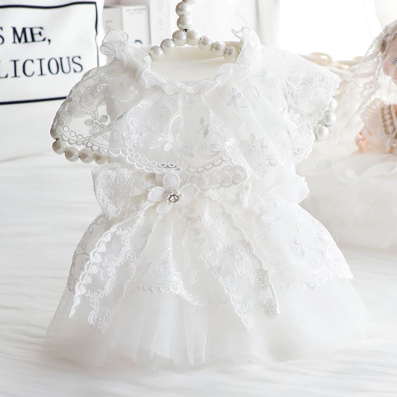 ペット品 洋服 ワンちゃん 猫ちゃん おしゃれ ウェディングドレス 刺繍犬服 猫 プリンセス スカート 白 フェアリー レース 小型 犬 テディ ペット 写真撮影
