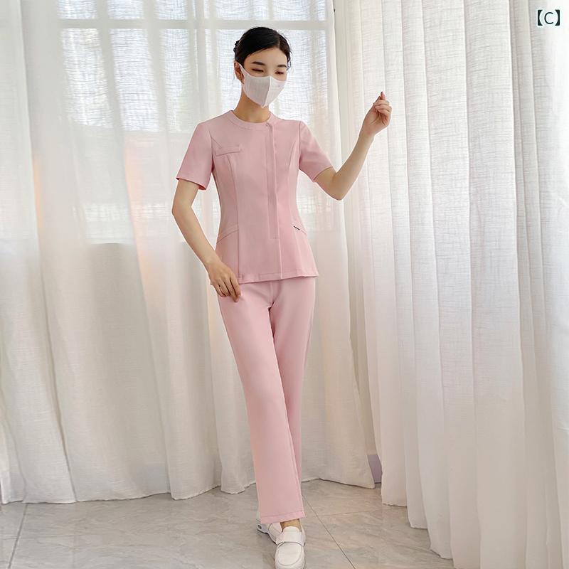 セキュアデポのクリニック 制服 レディース 七分袖 看護師 レディース 医務 ロングパンツ ナース ユニフォーム 看護助手 半袖 歯科助手 フロント 病院 美容｜アングル3