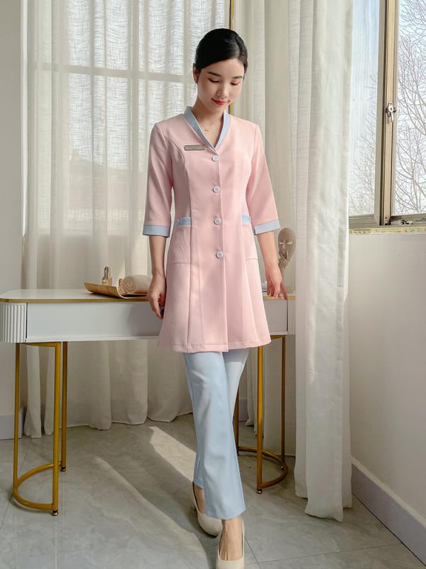 レディース 韓国 レディース ビューティー サロン 作業着 七分袖 スキン マネージメント スパ クラブ ネイリスト クラブ 服 スーツ