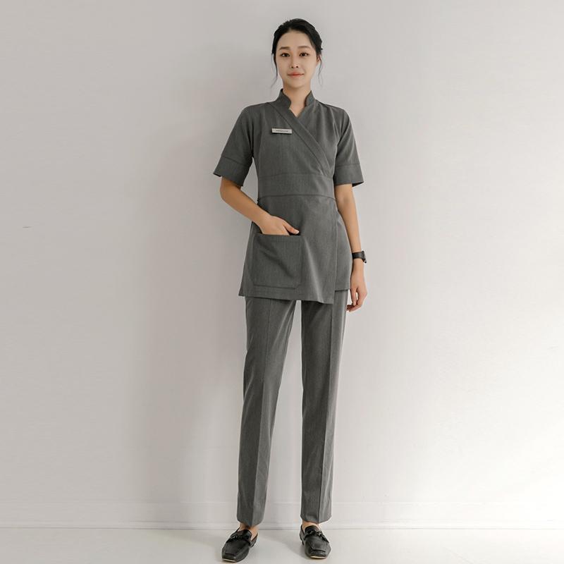 ユニフォーム 制服 おしゃれ シンプル かわいい 韓国 美容 作業着 レディース 技術者 ヘルス ネイル 介護 リハビリ 大きめサイズ 半袖 七分袖