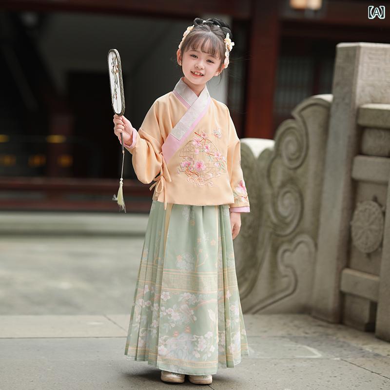 キッズ 民族衣装 コスプレ 子供服 韓服 チャイナ風 トップス スカート 春秋 刺繡 写真撮影 衣装 パーティー エキゾチック かわいいキュート 女児