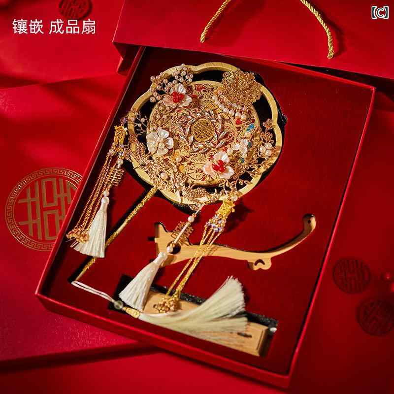 扇 うちわ ファン おしゃれ ラウンド レトロ ウェディング 花嫁 結婚 重厚 両面 お祝い アクセサリー ハッピー 小物 インテリア