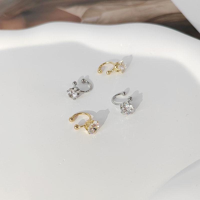 Rakuten - イヤーフック 大人かわいい 韓国 シンプル非 ピアス ストーン 耳骨 クリップ イヤリング レディース レディース ファッション アクセサリー 装飾品 ジュエリー