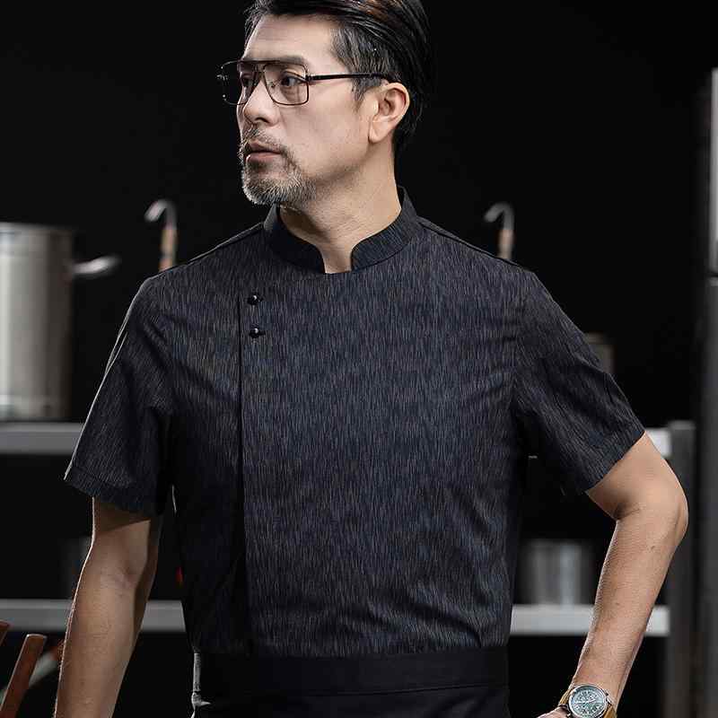 シェフ コック服 仕事着 制服 厨房 キッチン 作業着 業務 ユニフォーム シャツ トップス エン 前掛け セット 夏 大きめサイズ