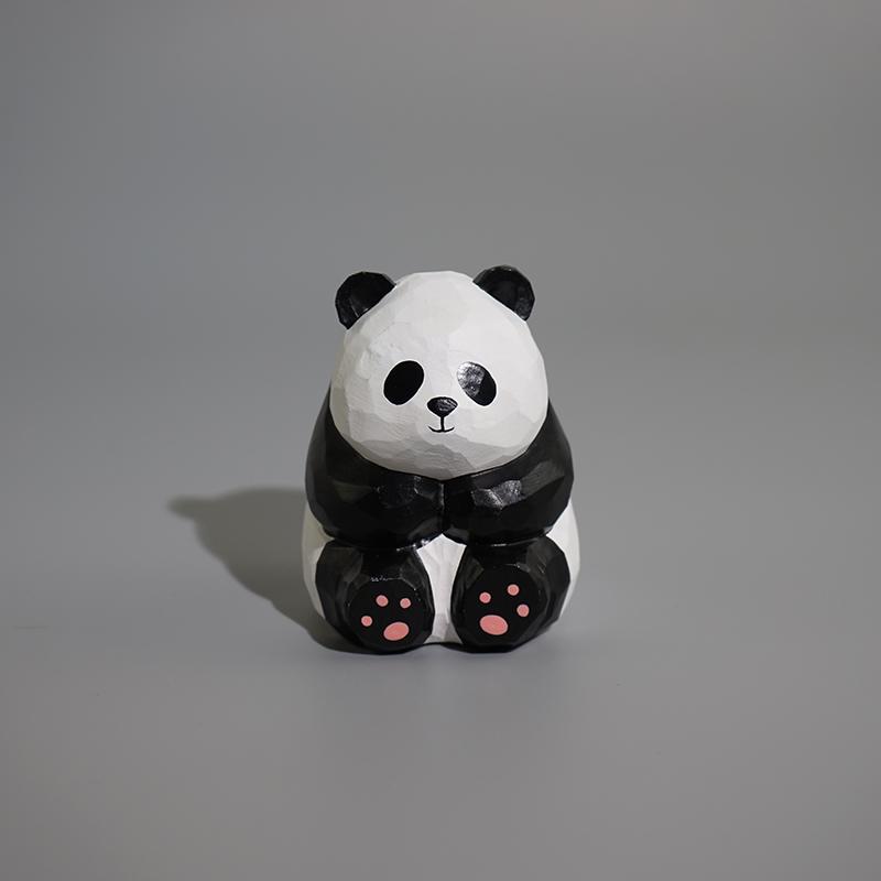 置物 オーナメント 室内装飾 ディスプレイ インテリア 小物 普段使い生活 かわいい レトロ さわやか モチーフ 癒し 動物 ストレス緩和 ジャイアント パンダ 木彫り