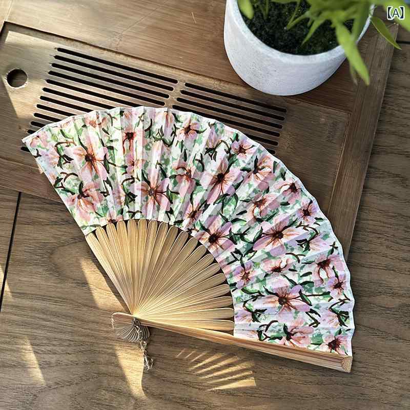 扇子 ファン レトロ おしゃれ 夏 チャイナ風 エキゾチック 魅惑 エレガント 折りたたみ ポータブル 普..