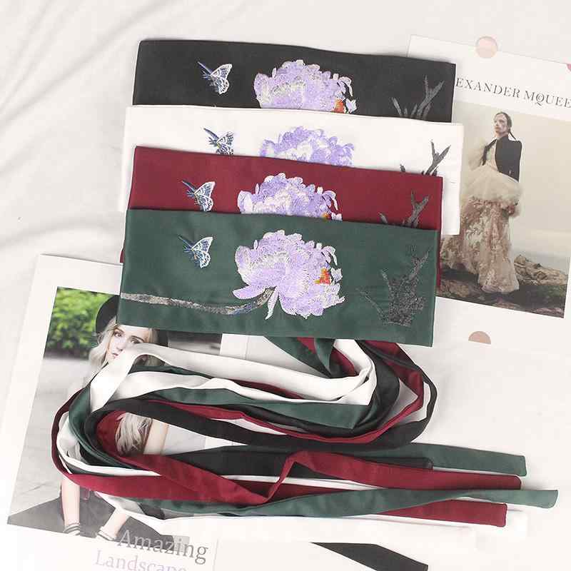 ベルト チャイナ風 刺繍 ワイド ガードル レディース 結び目 漢服 アクセサリー 装飾 ドレス レトロ 刺繍 ベルト ファッション 装飾品