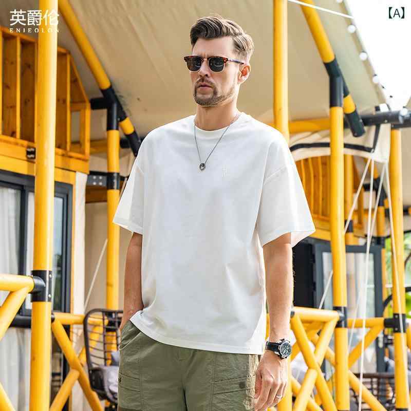 Tシャツ 半袖 シンプル カジュアル おしゃれ ミニマル スタイリッシュ 普段着 マルチシーン メンズ ファッション 大きめサイズ 夏