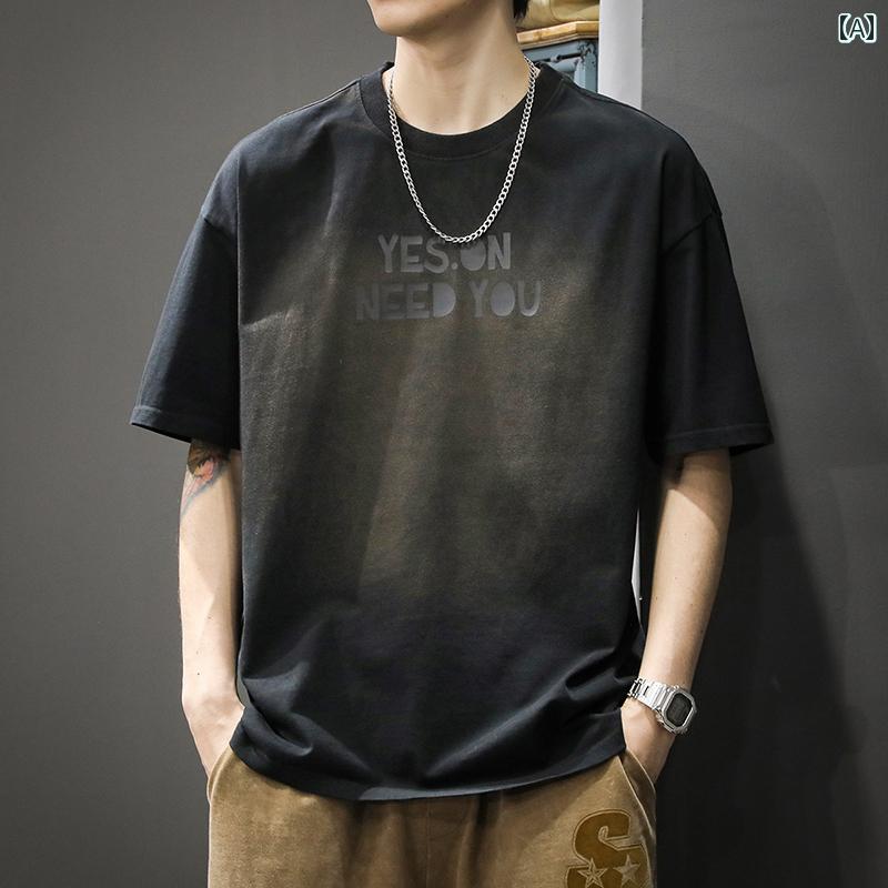 樂天商城 - Tシャツ アメカジ 半袖 夏 ゆったり 大きめサイズ ベーシック シンプル プリント カジュアル ホームウェア トップス メンズ ファッション デイリー