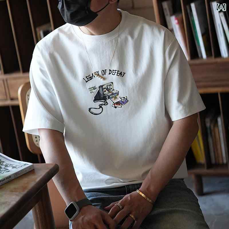 SUKA - Tシャツ 半袖 アメリカン カジュアル おしゃれ スタイリッシュ 普段着 マルチシーン メンズ ファッション 大きめサイズ 夏