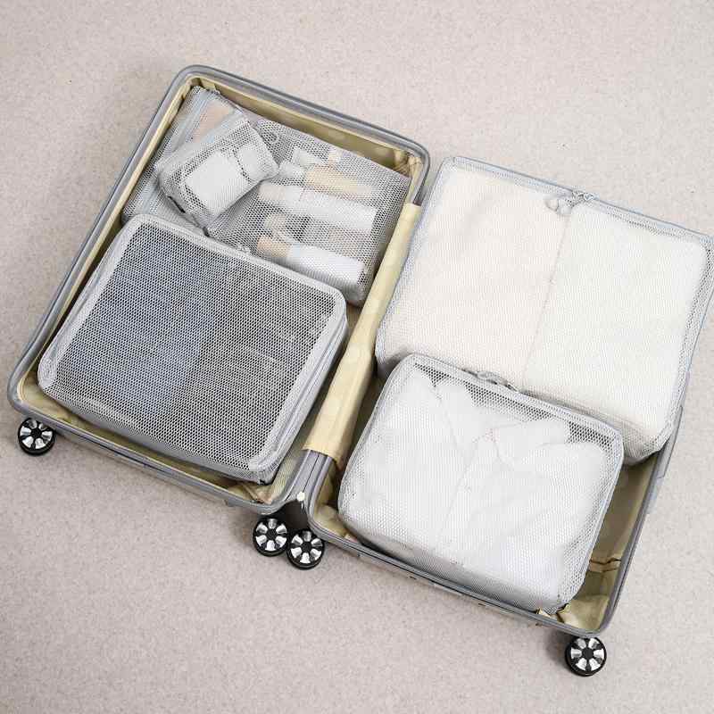 整理ポーチ 収納バッグ 旅行 衣装 収納袋 旅行 出張 下着 化粧品 トラベル 北欧 メッシュ スクエア おしゃれ シンプル