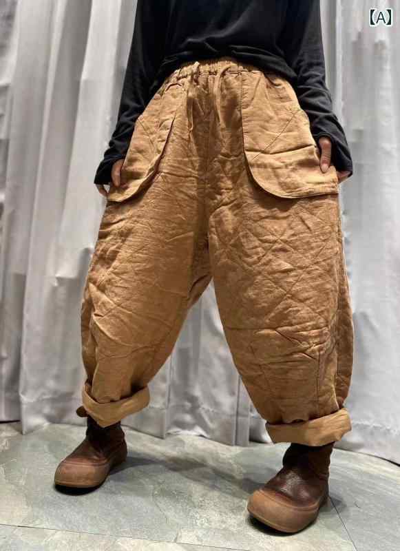 ワイド パンツ レトロ エスニック ボヘミアン キルティングパンツ 大きいサイズ ゆったり カジュアル シンプル スポーツ アウトドア ホームウェア レディース