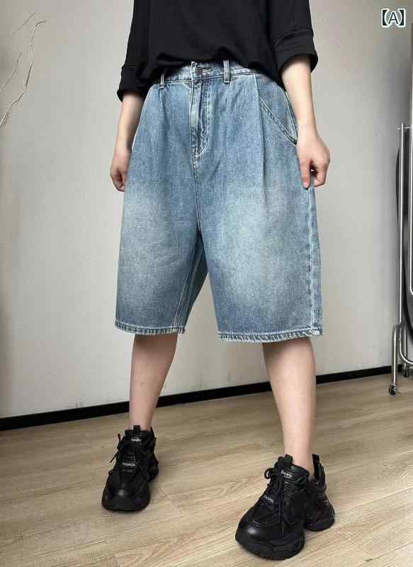 Short Pants - ジーンズ ショートパンツ 短パン デニム 大きいサイズ ゆったり ワイド シンプル カジュアル 通学 アウトドア 着回し自在 レディース ファッション