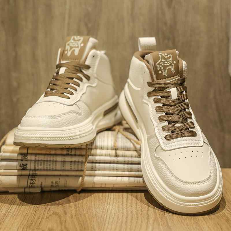 スニーカー 靴 シューズ メンズ おしゃれ ファッション 秋 カジュアル 白 ハイカット 防水 学生 レザー スポーツ レースアップ 軽量 耐摩耗 PU メンズ