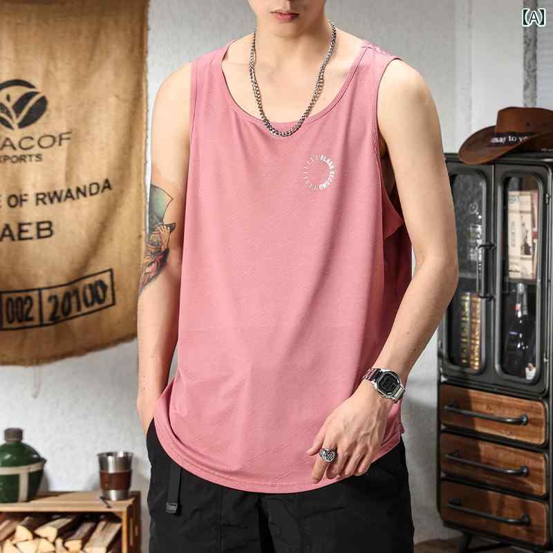 メンズ 夏 ひんやり 涼しい 快適 薄手 速乾 ベスト スポーツ フィットネスバスケットボール 屋外 ノースリーブ メンズ t シャツ ラウンドネック ゆったり